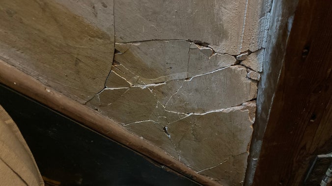 Damage to the plaster in the Grotto Staircase, A la Ronde, Devon.